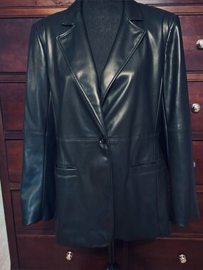 NWT Banana Republic black vegan leather jacket size 14